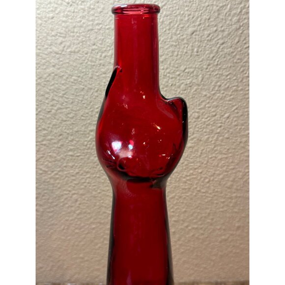 Vintage Red Glass Cat-Shaped Decanter Decorative Bottle Figurine - Picture 2 of 7